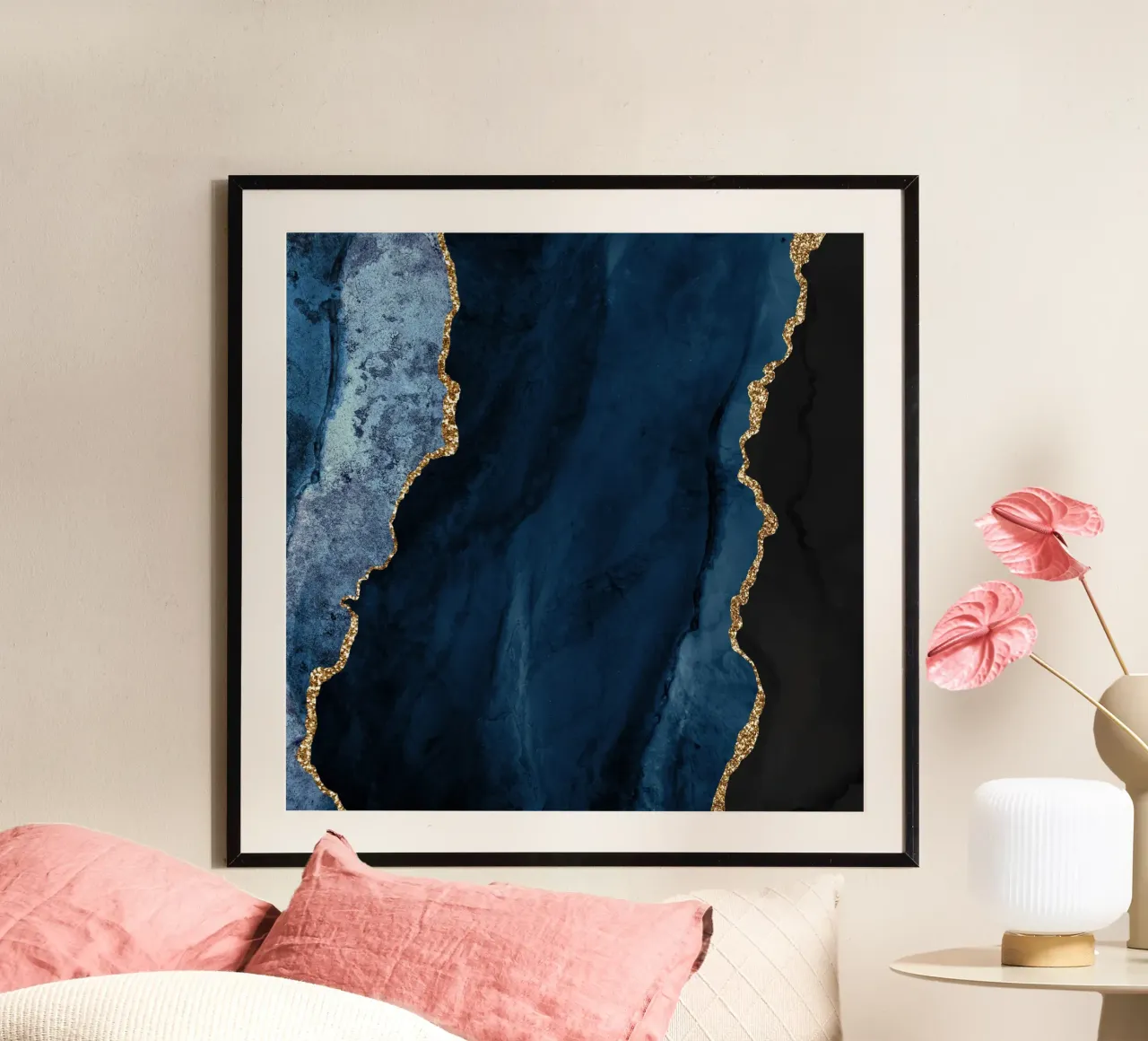 Marineblau & Gold Achat Textur 01 Hahnemühle von Gemstone Textures