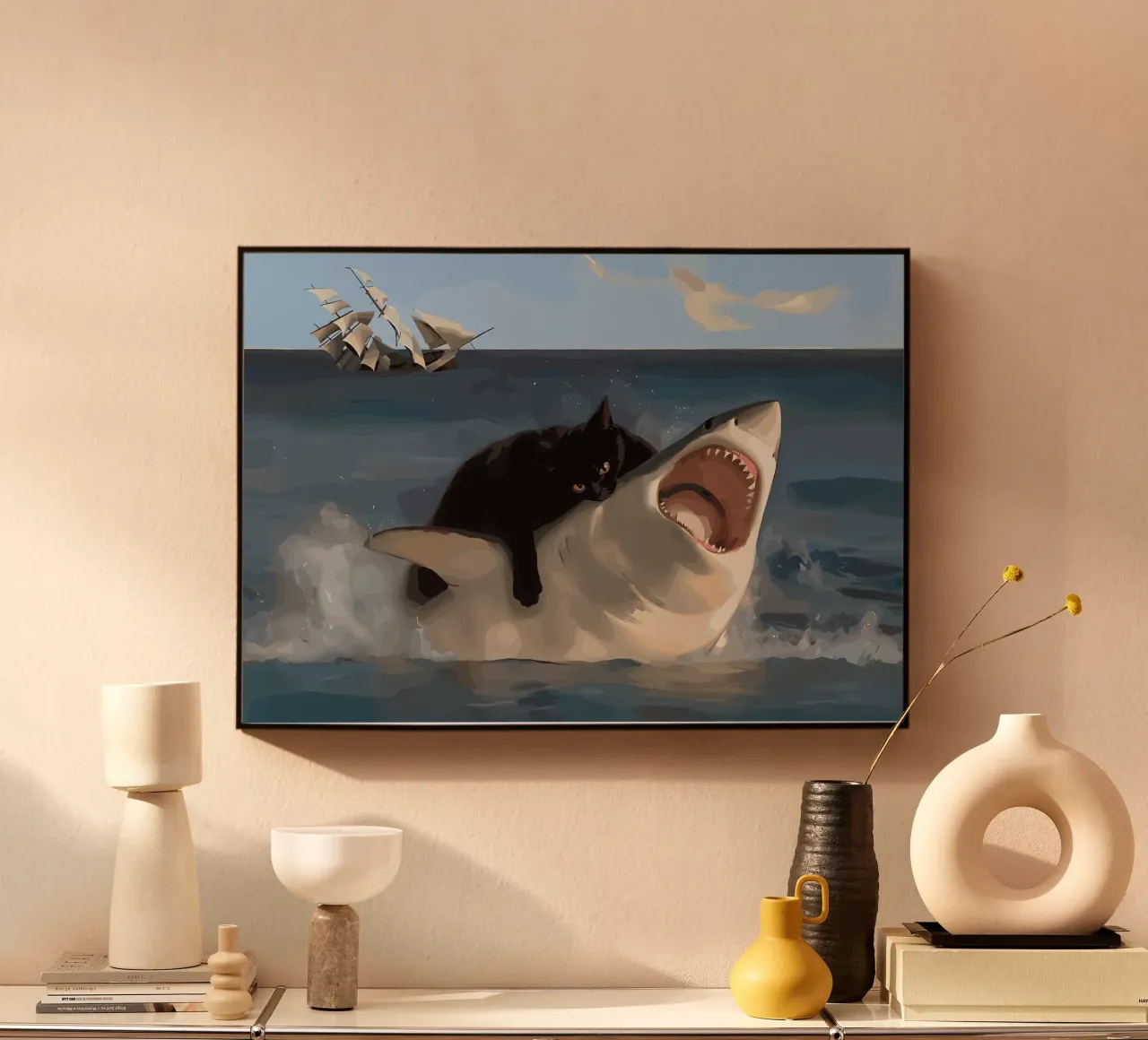 gatto e squalo plexiglass da Abstract Botanical Art