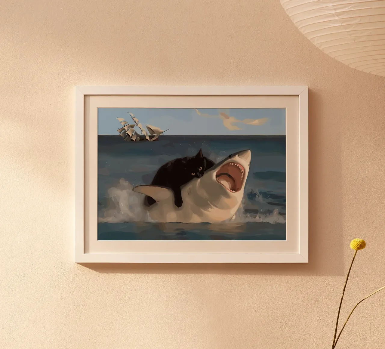 gatto e squalo poster da Abstract Botanical Art