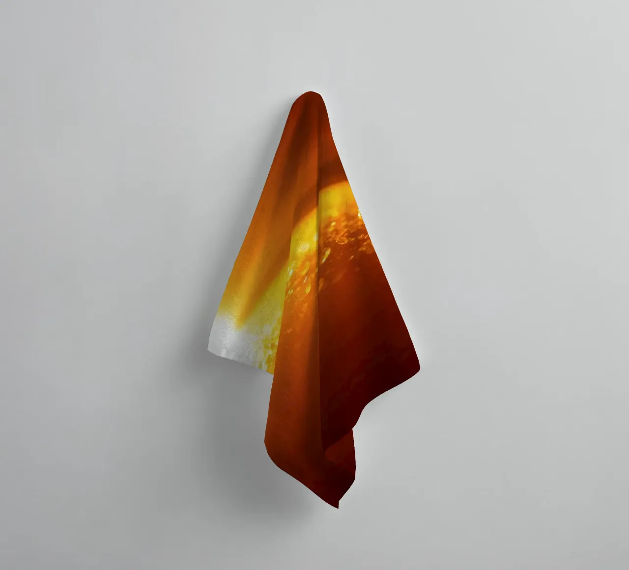 Sunlight glistens on a dewy surface at dawn, creating a warm towel by DesignDoodle