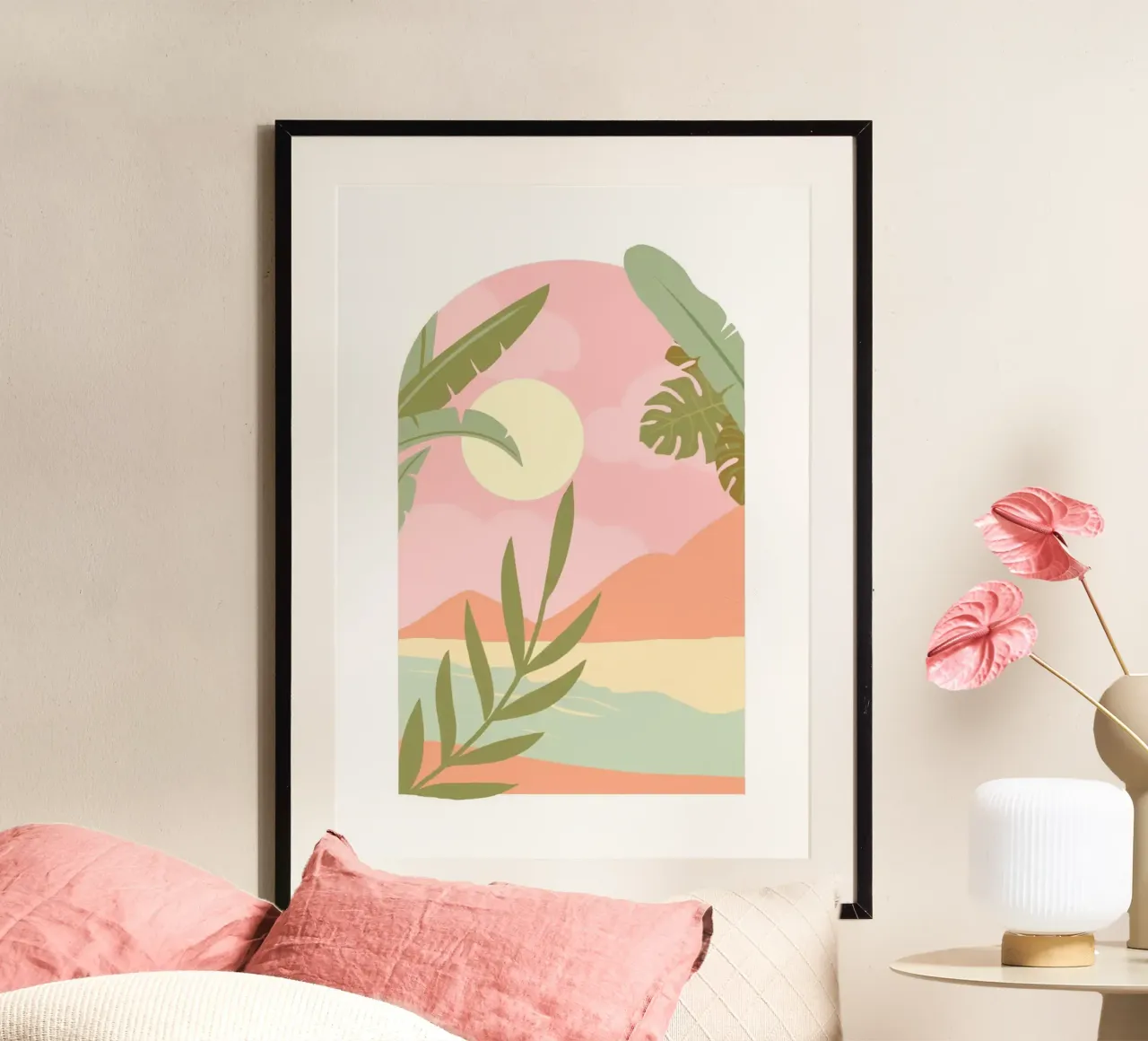 mountains poster with wooden frame by Abstract Botanical Art
