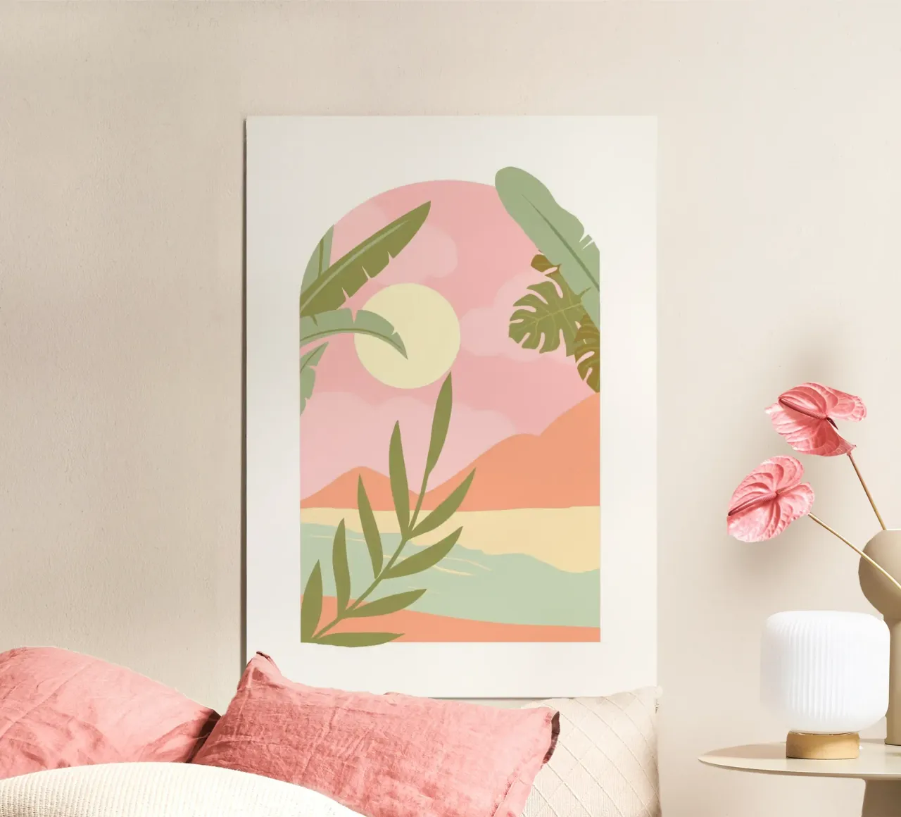 mountains poster with wooden frame by Abstract Botanical Art