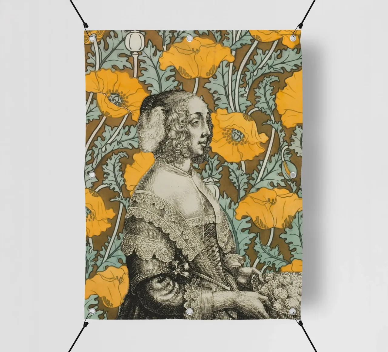 Eleganza floreale d'altri tempi - Collage retro-moderno telo in pvc da luciette plastique