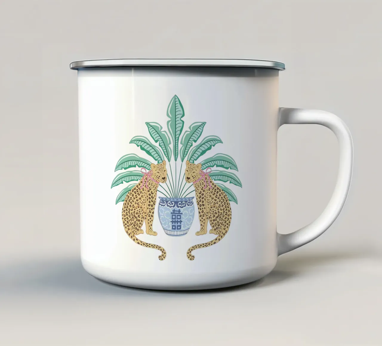 Leopards and ginger jar tazza in smalto da Vivdesign