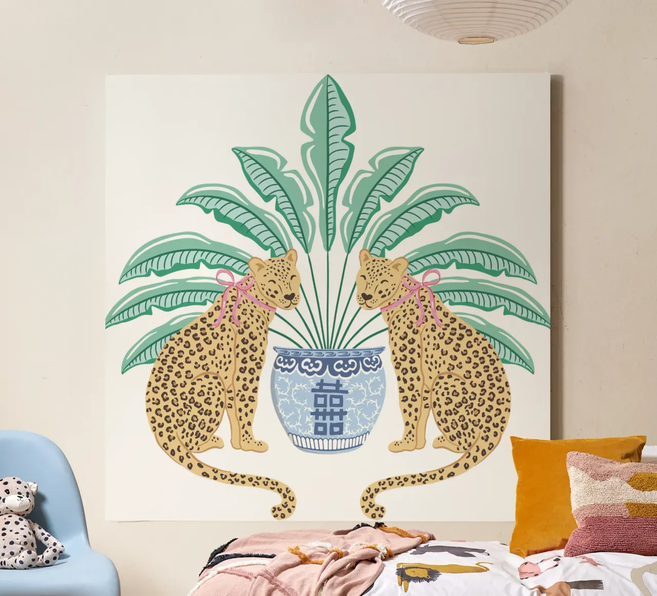 Leopards and ginger jar tela con Cornice a cassetta da Vivdesign