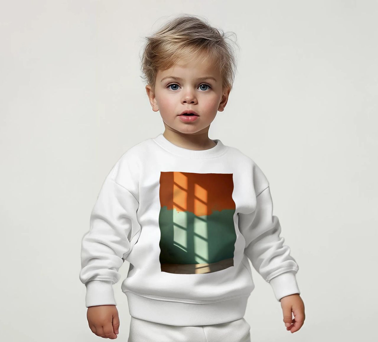 Gioco di luci e ombre su una parete colorata in una stanza illuminata dal sole. felpa neonato da DesignDoodle