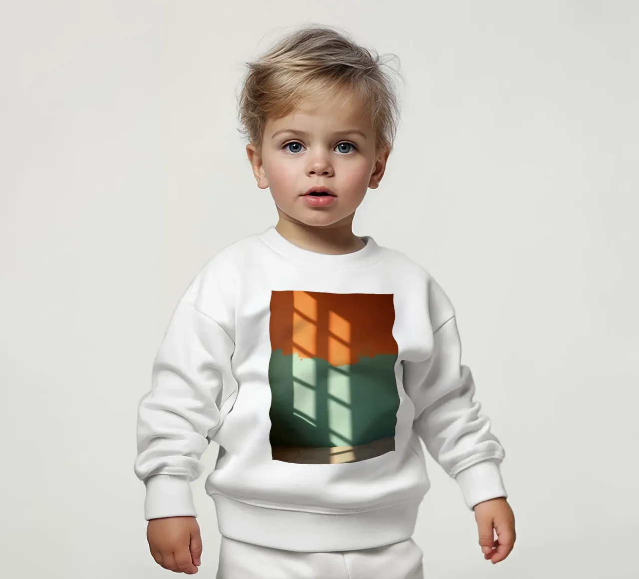 Gioco di luci e ombre su una parete colorata in una stanza illuminata dal sole. felpa neonato da DesignDoodle