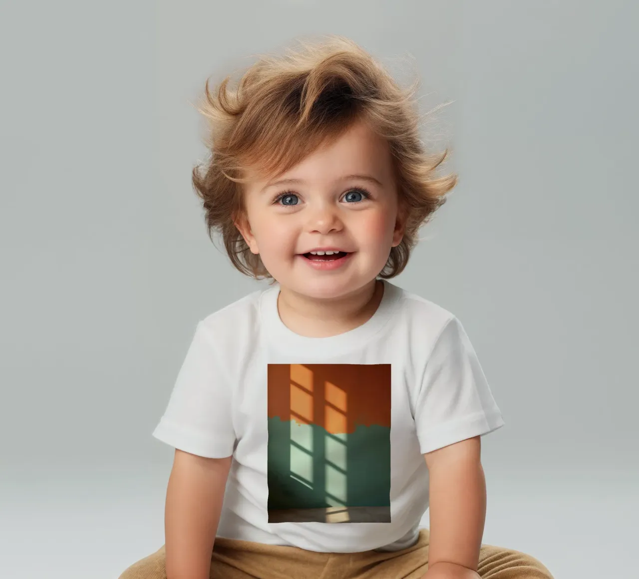 Gioco di luci e ombre su una parete colorata in una stanza illuminata dal sole. maglietta neonato da DesignDoodle