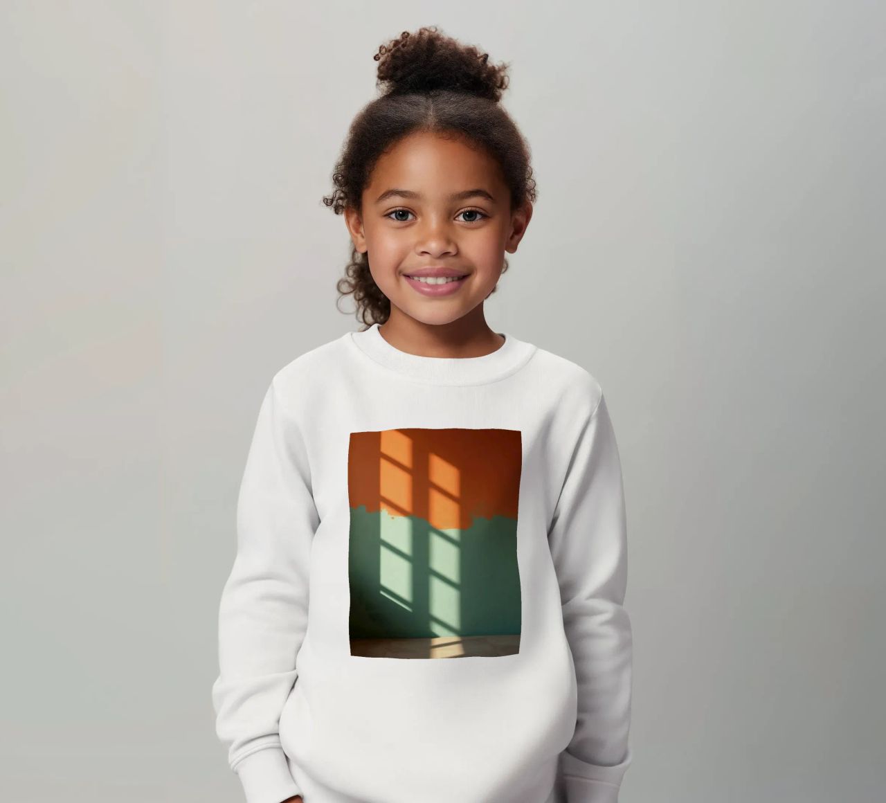 Gioco di luci e ombre su una parete colorata in una stanza illuminata dal sole. felpa bambino da DesignDoodle