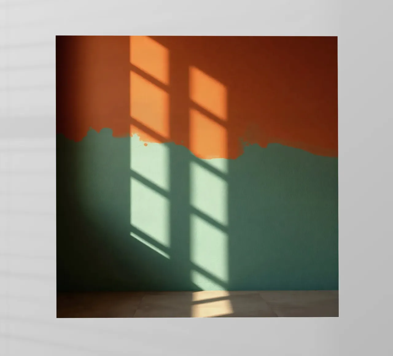 Light and shadow interplay on colorful wall in a sunlit backlit film by DesignDoodle