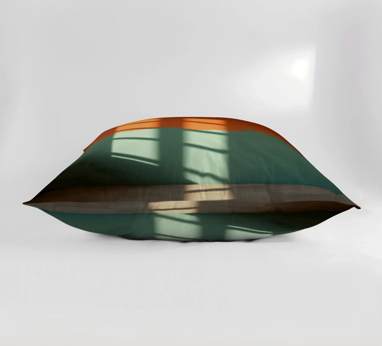 Gioco di luci e ombre su una parete colorata in una stanza illuminata dal sole. cuscino da DesignDoodle