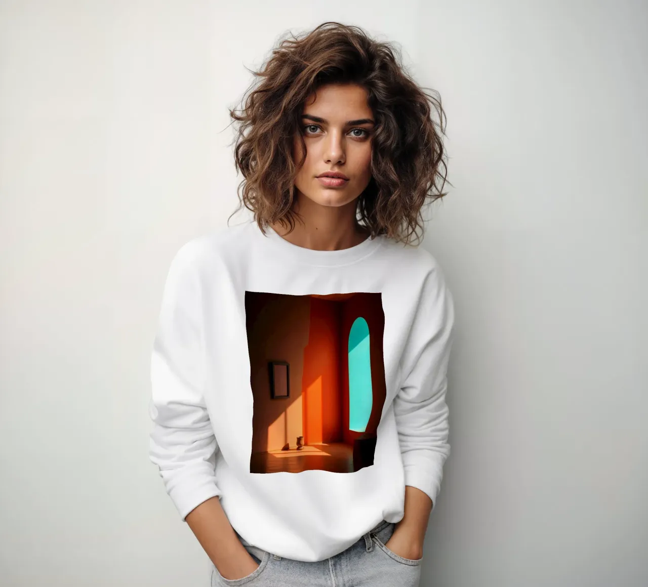 sunlight creating patterns in an artistically designed room sweatshirt by DesignDoodle