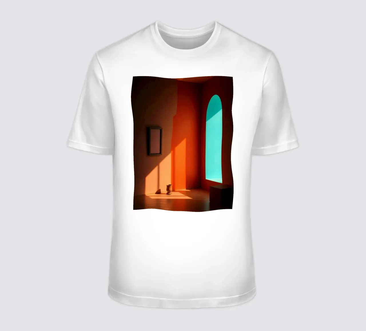 sunlight creating patterns in an artistically designed room t-shirt by DesignDoodle