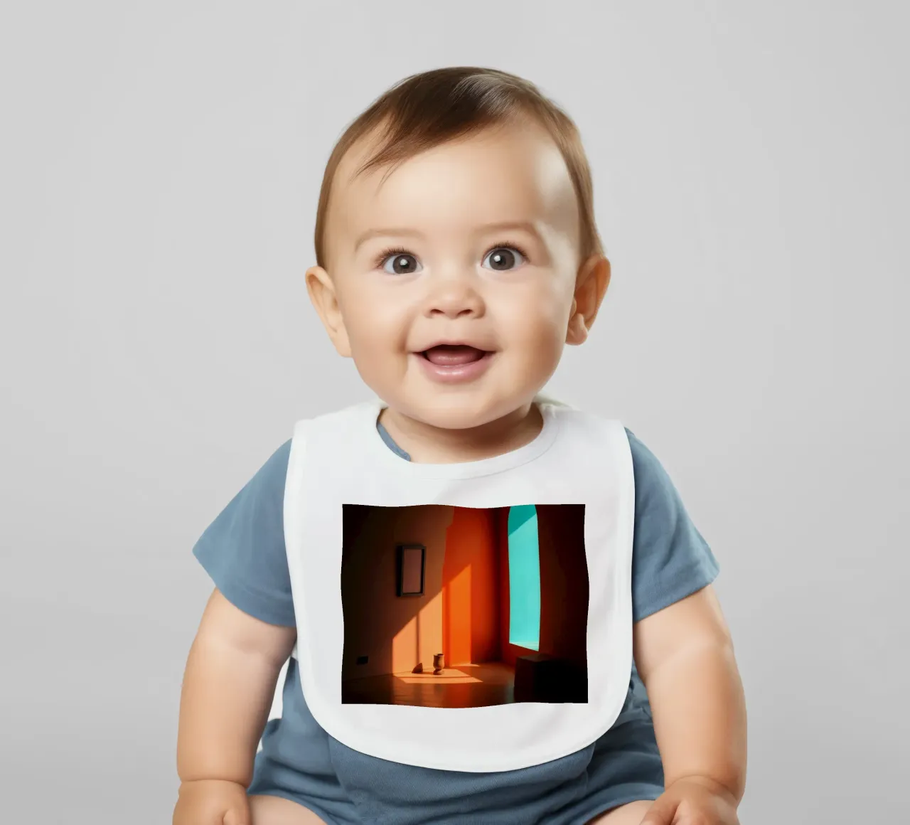 sunlight creating patterns in an artistically designed room baby bib by DesignDoodle