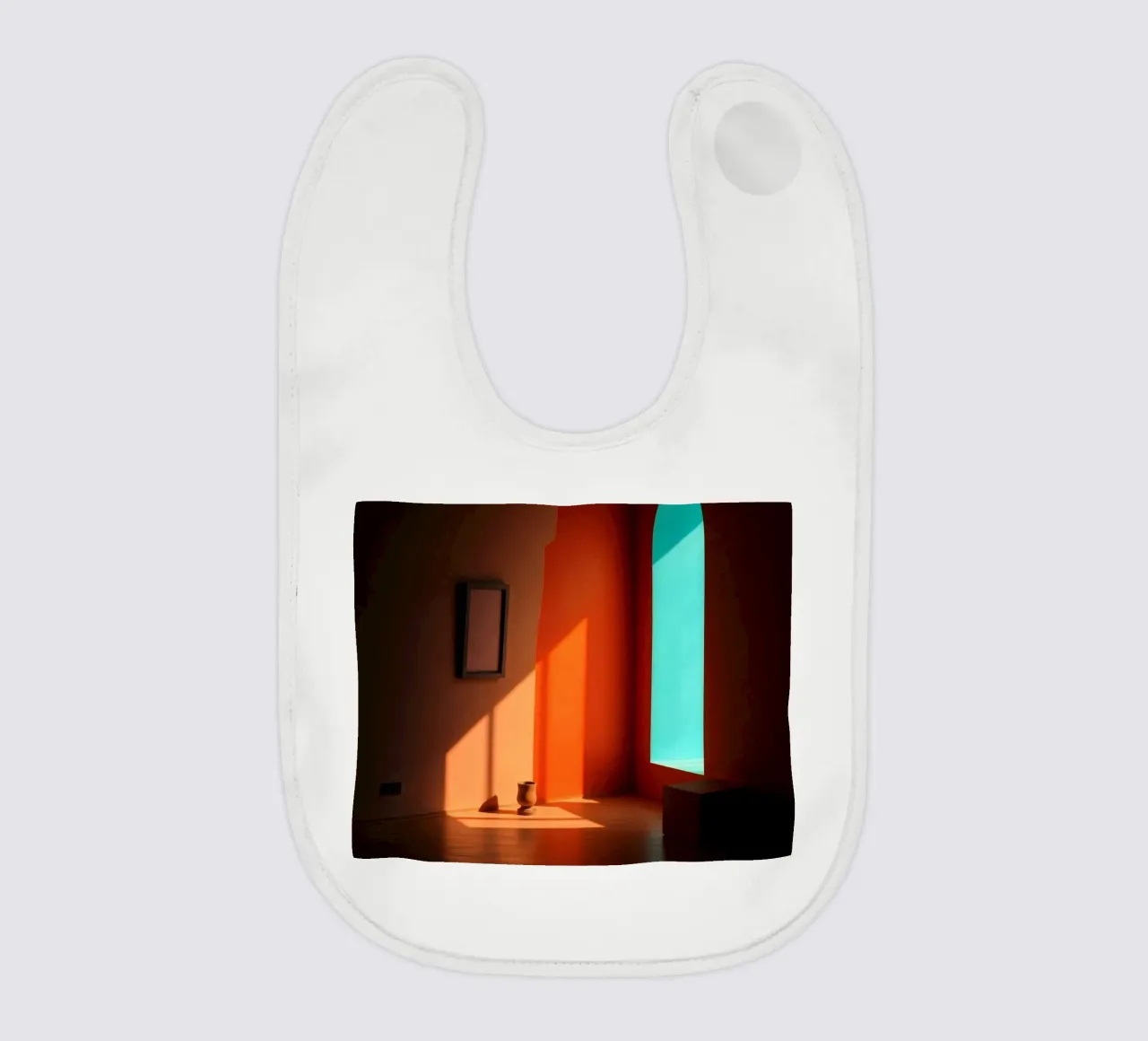 sunlight creating patterns in an artistically designed room baby bib by DesignDoodle