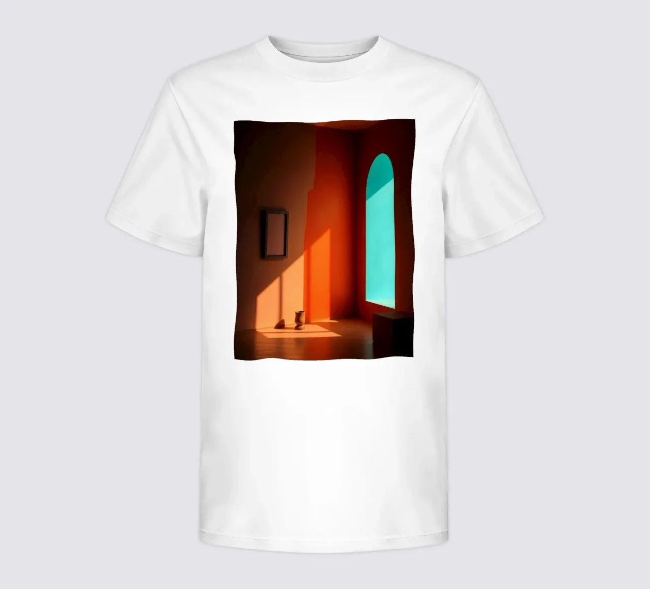 sunlight creating patterns in an artistically designed room kids t-shirt by DesignDoodle