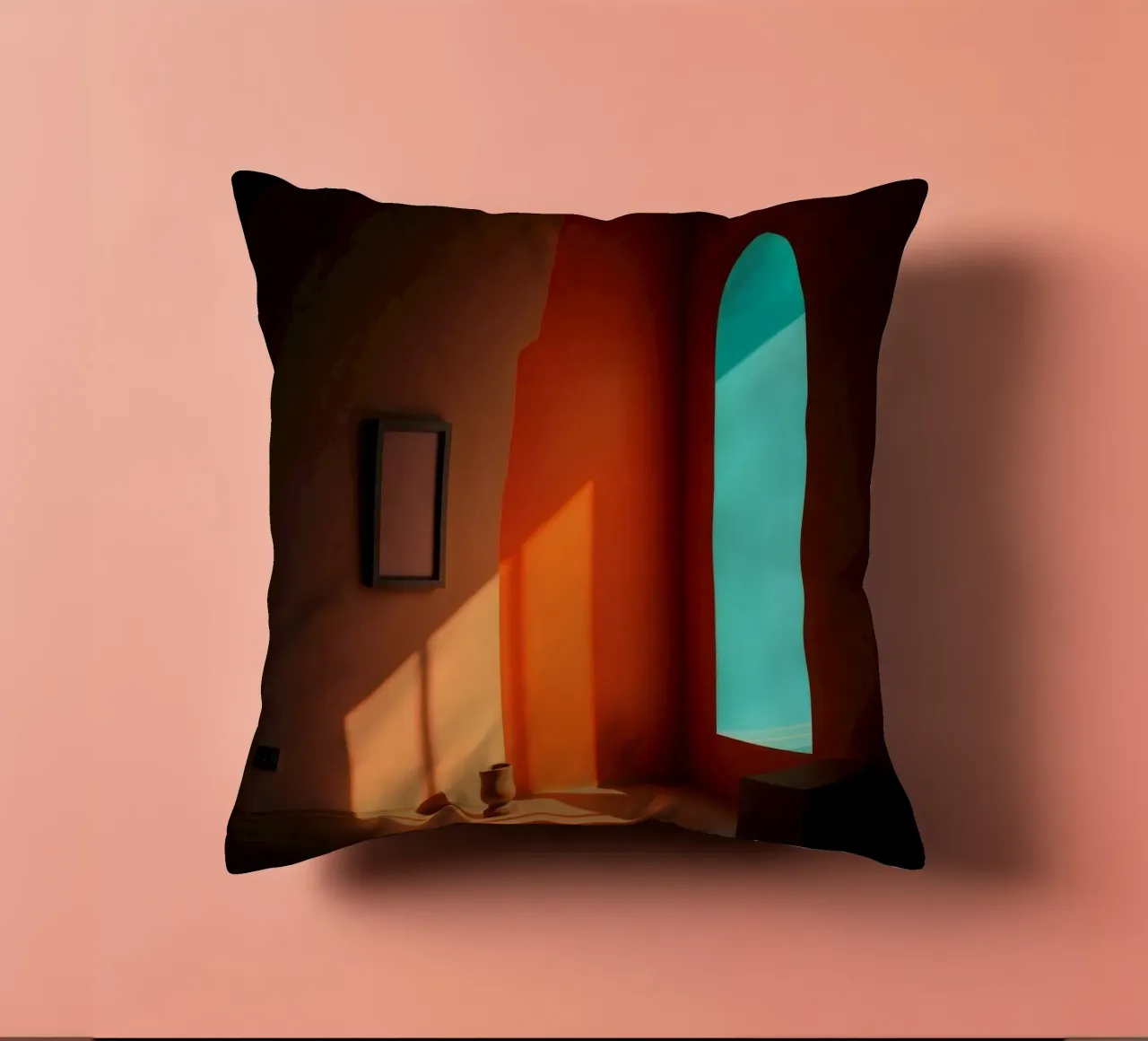 sunlight creating patterns in an artistically designed room decorative cushion by DesignDoodle