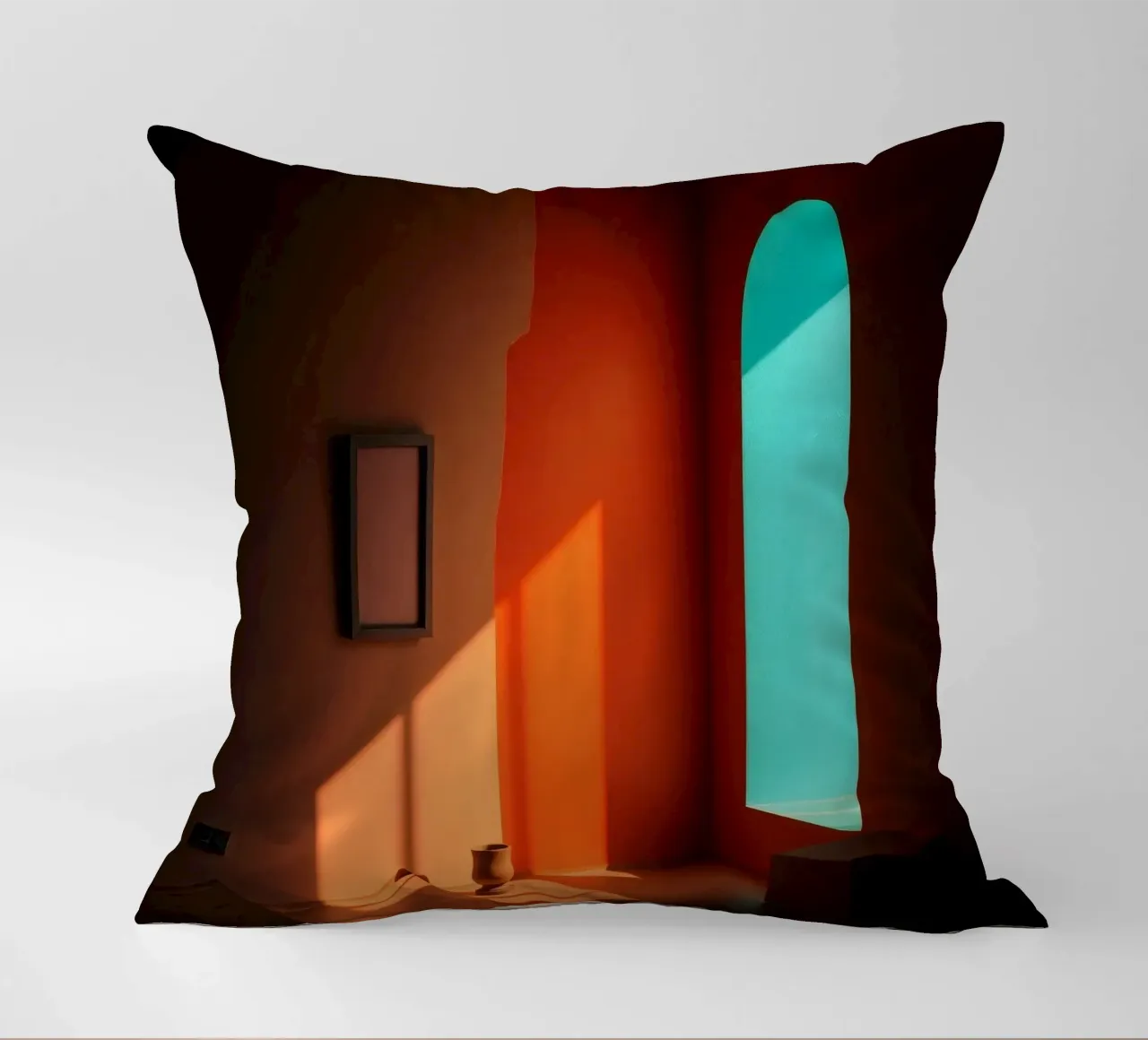 sunlight creating patterns in an artistically designed room decorative cushion by DesignDoodle
