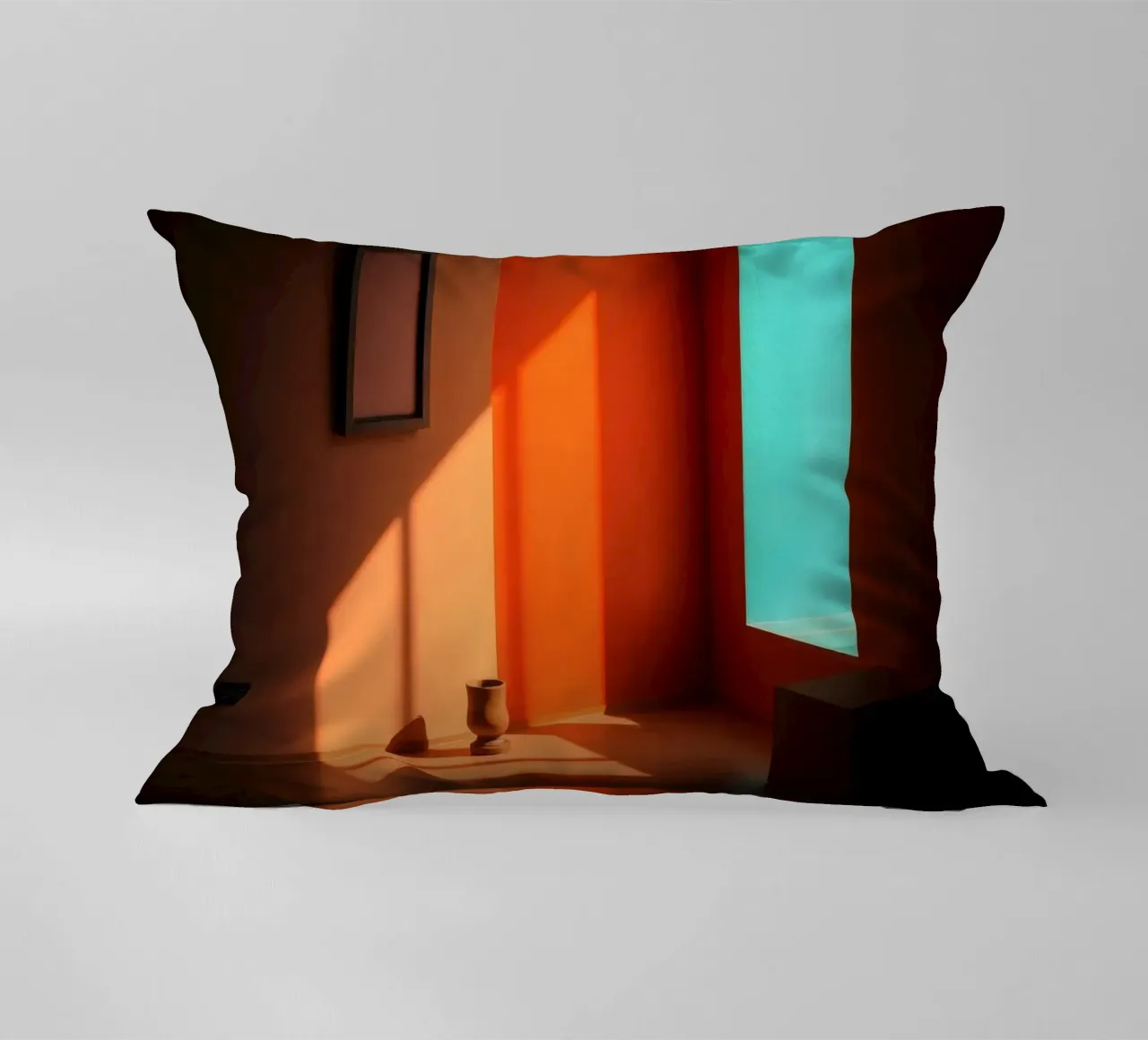lumière du soleil créant des motifs dans une pièce artistiquement conçue coussin de DesignDoodle