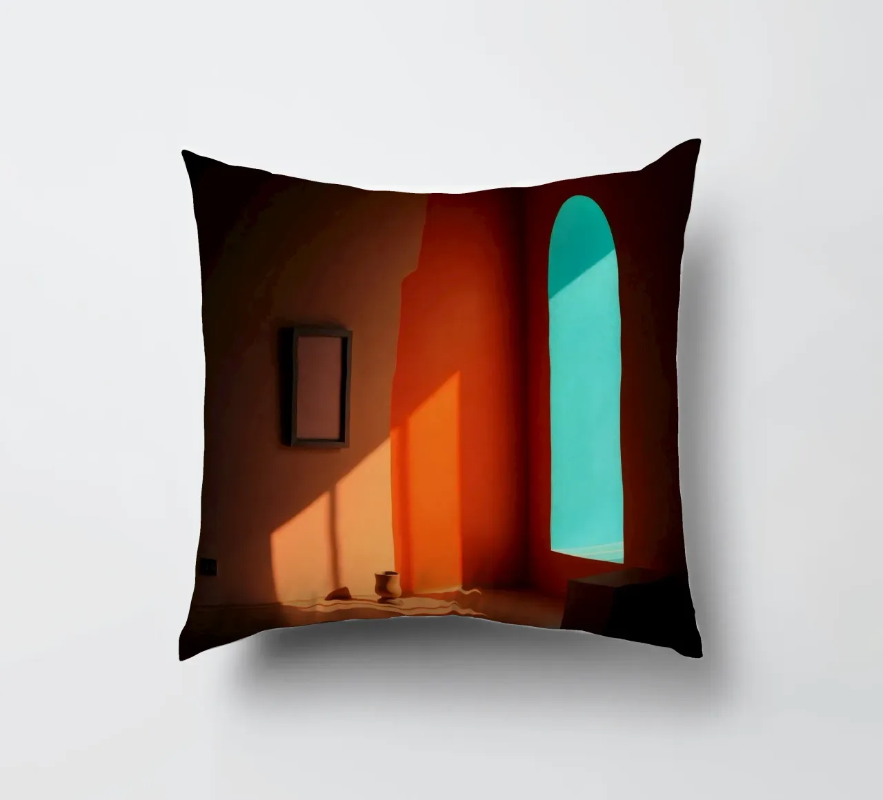 sunlight creating patterns in an artistically designed room decorative cushion by DesignDoodle