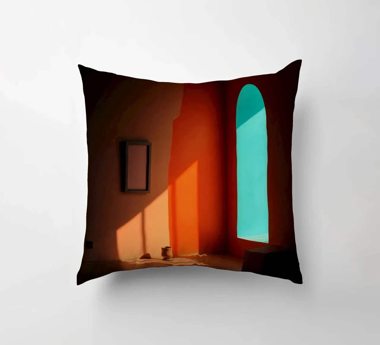 sunlight creating patterns in an artistically designed room decorative cushion by DesignDoodle