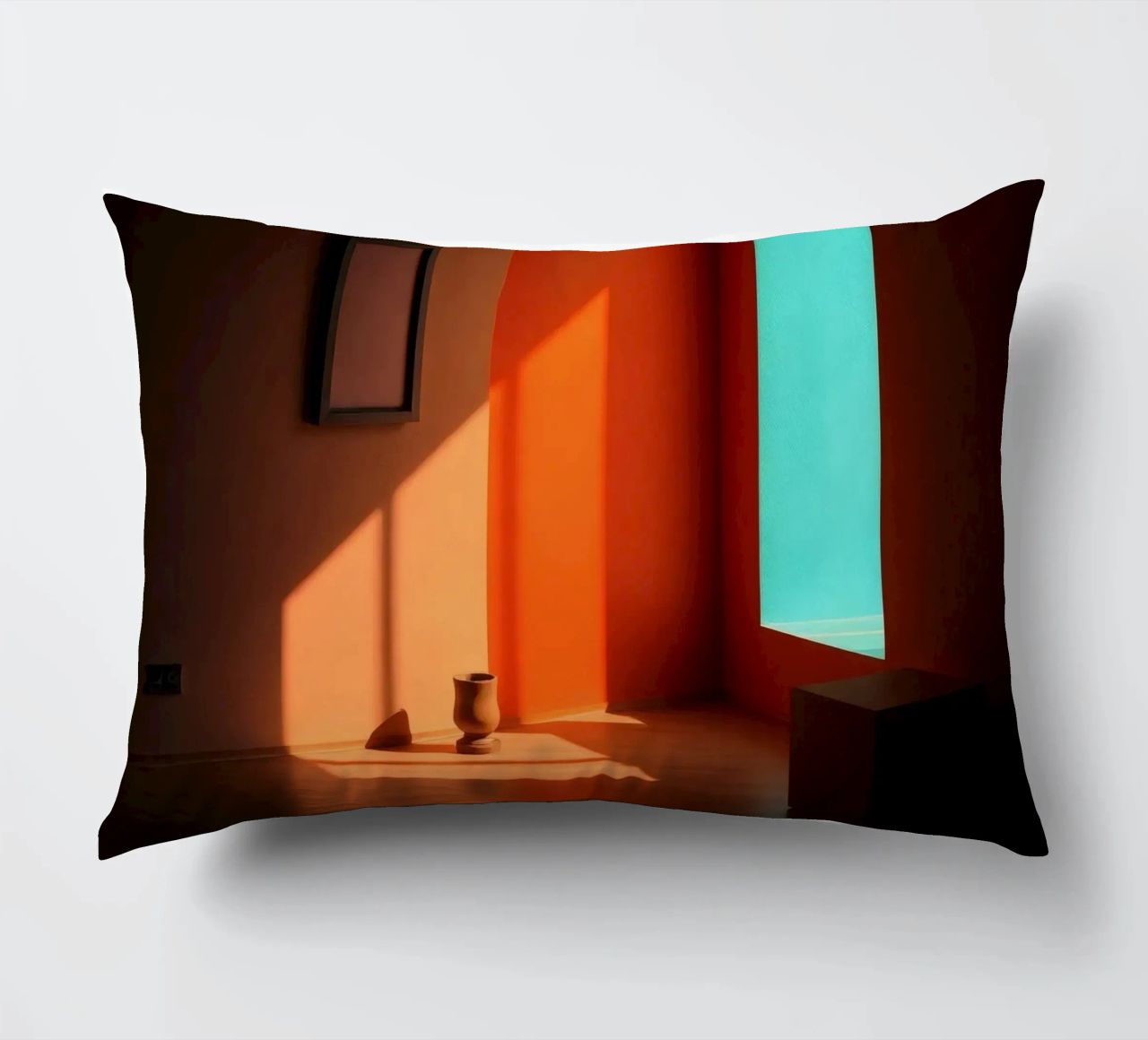 sunlight creating patterns in an artistically designed room decorative cushion by DesignDoodle