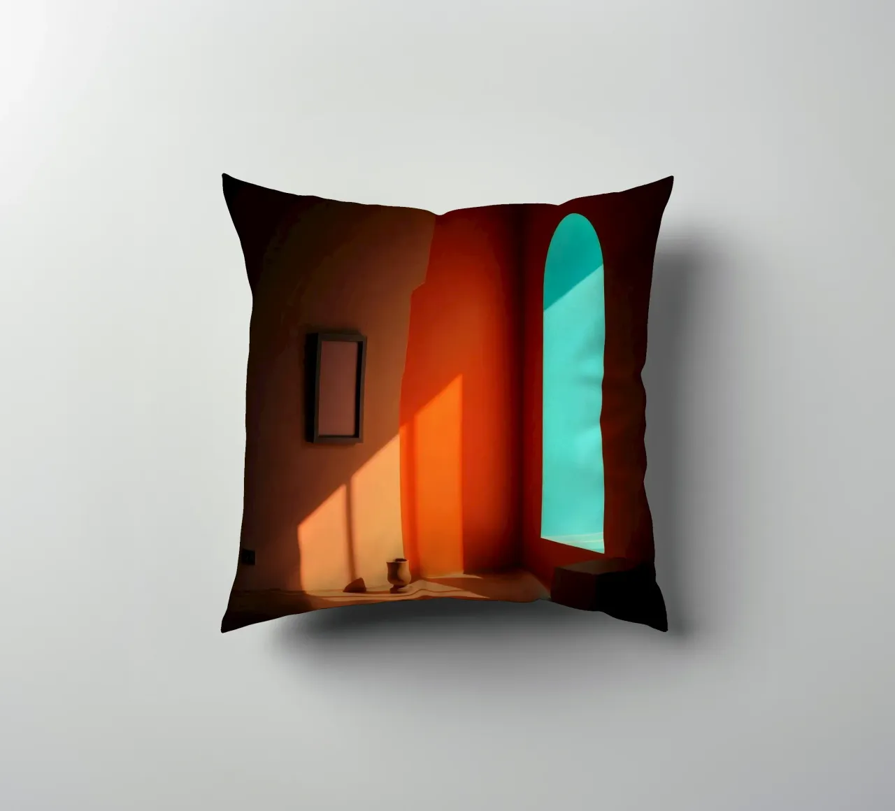 sunlight creating patterns in an artistically designed room decorative cushion by DesignDoodle