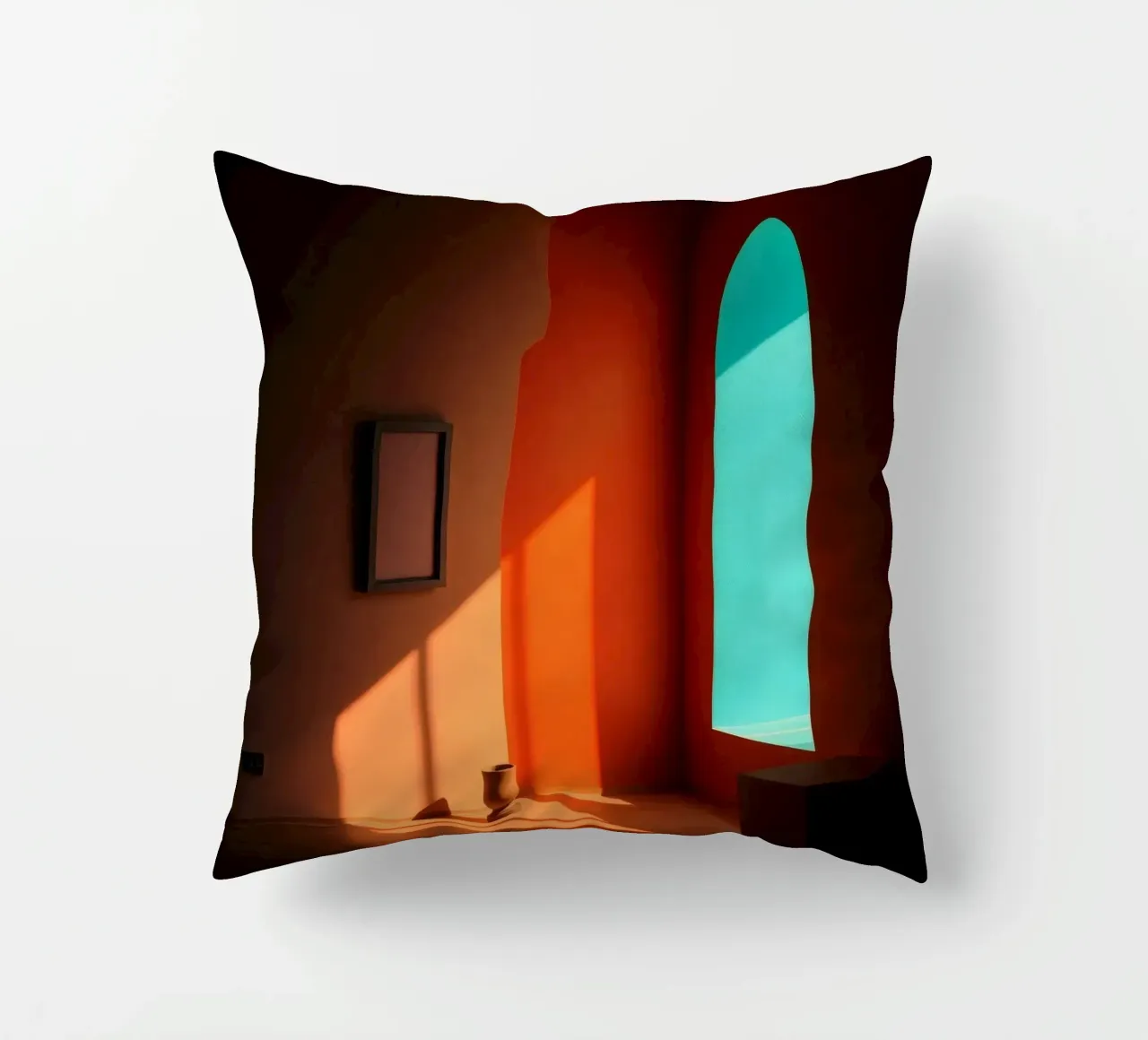 sunlight creating patterns in an artistically designed room decorative cushion by DesignDoodle