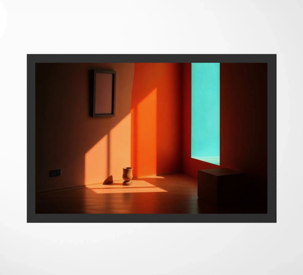 sunlight creating patterns in an artistically designed room doormat by DesignDoodle