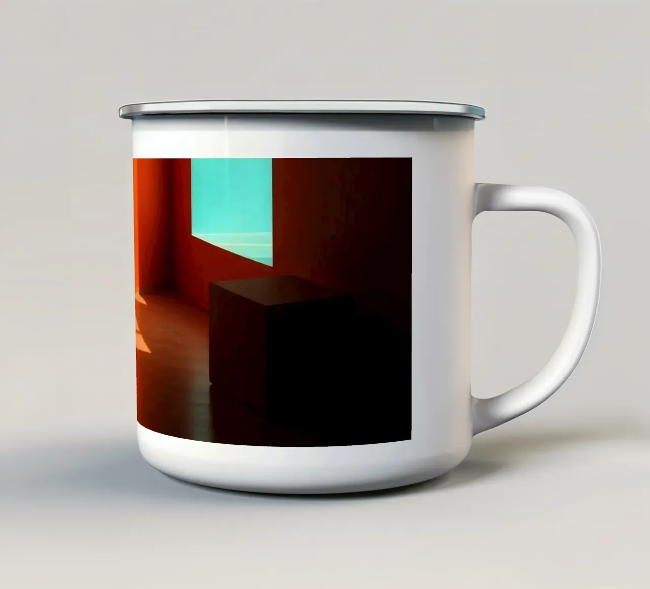 sunlight creating patterns in an artistically designed room enamel mug by DesignDoodle
