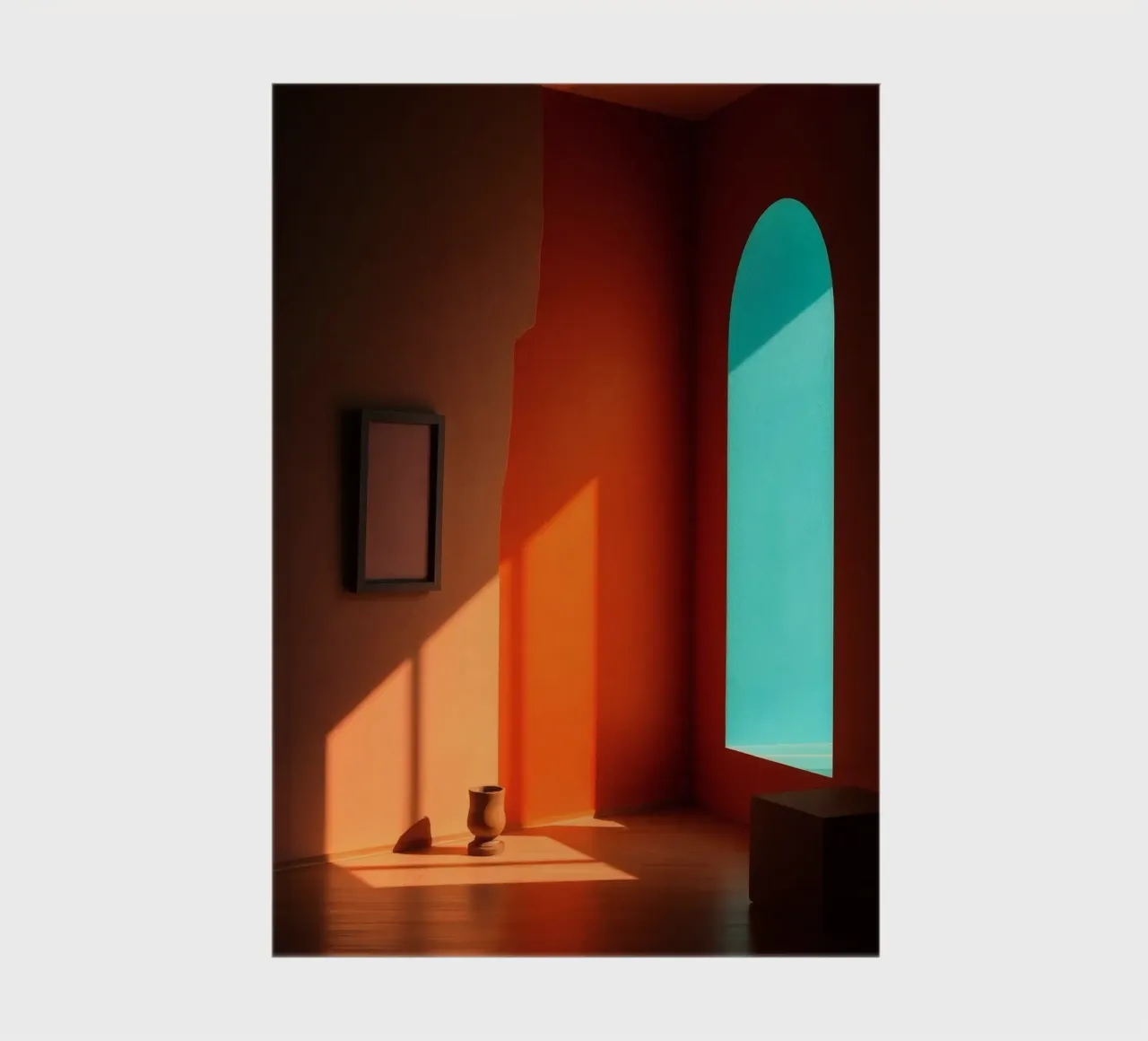 sunlight creating patterns in an artistically designed room notebook by DesignDoodle