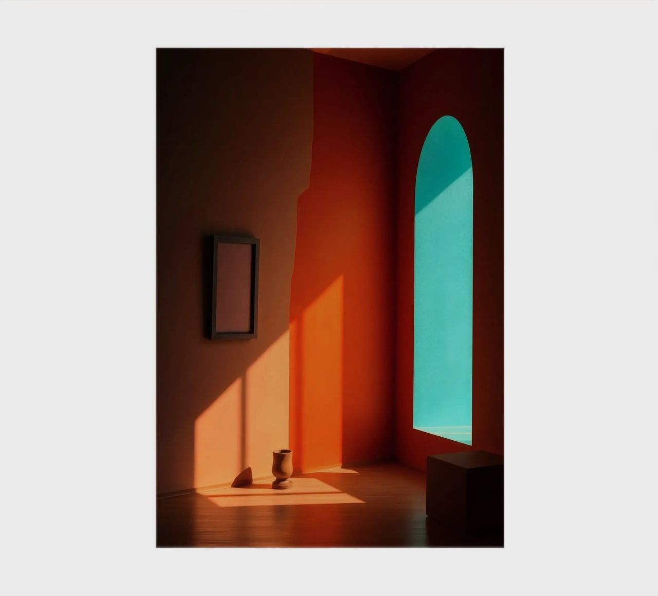 sunlight creating patterns in an artistically designed room notebook by DesignDoodle
