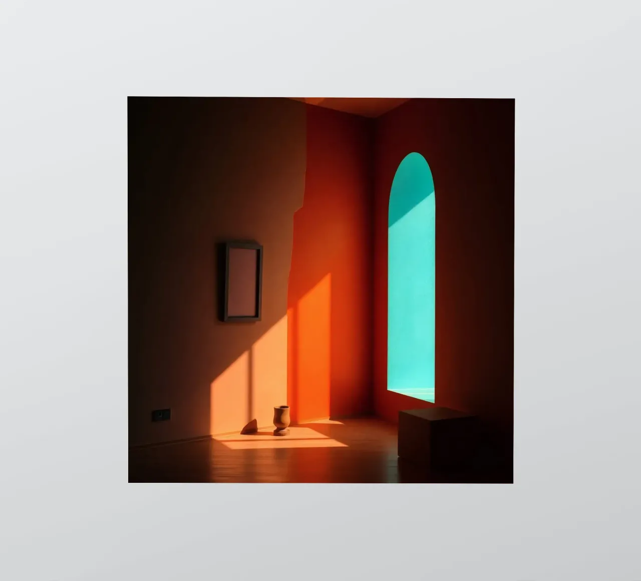 lumière du soleil créant des motifs dans une pièce artistiquement conçue autocollant de DesignDoodle