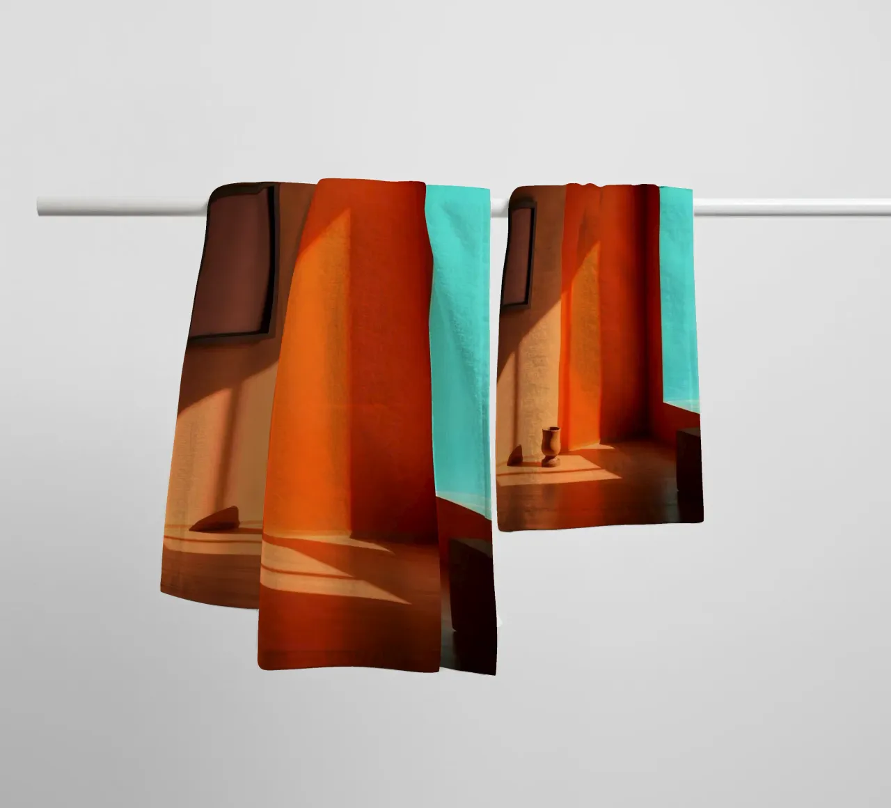 sunlight creating patterns in an artistically designed room towel by DesignDoodle