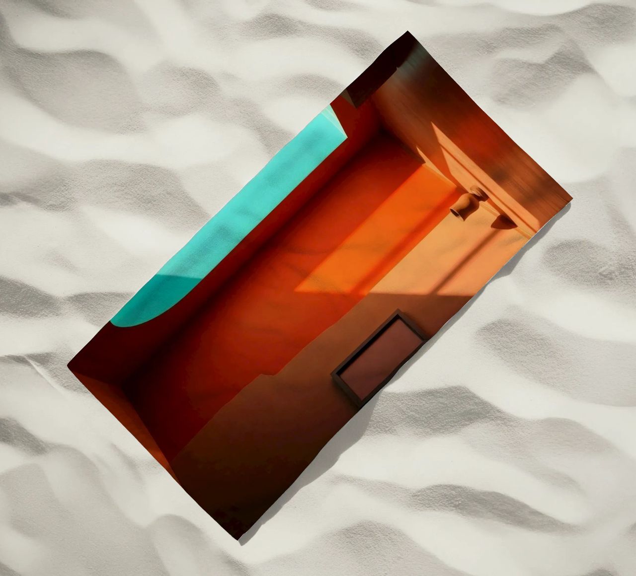 sunlight creating patterns in an artistically designed room beach towel by DesignDoodle