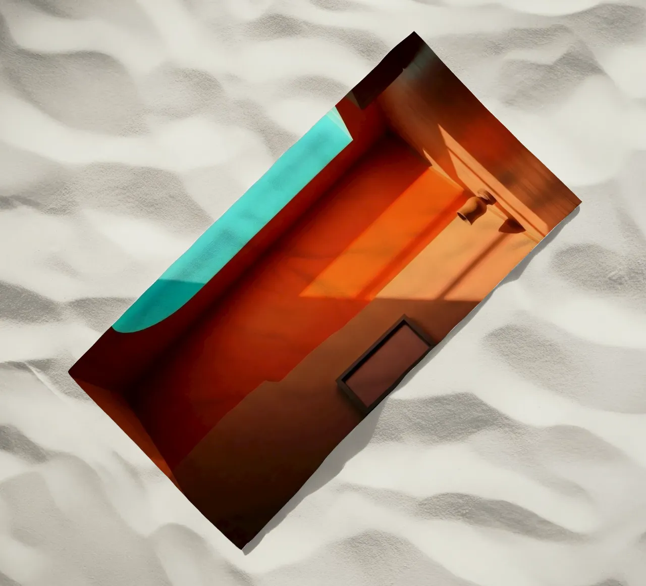 sunlight creating patterns in an artistically designed room beach towel by DesignDoodle