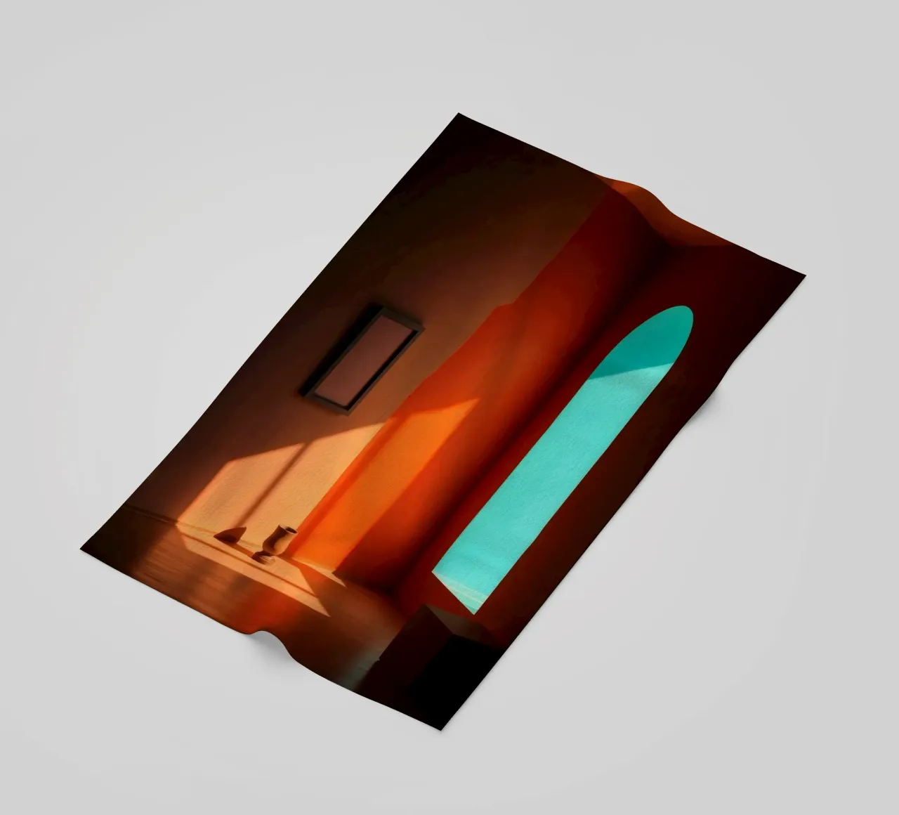 sunlight creating patterns in an artistically designed room beach towel by DesignDoodle