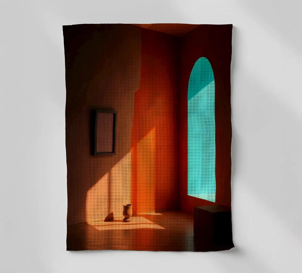sunlight creating patterns in an artistically designed room tea towel by DesignDoodle