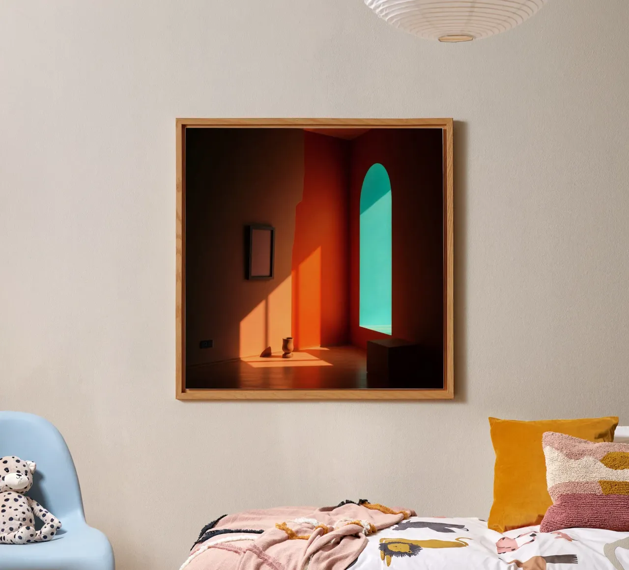 sunlight creating patterns in an artistically designed room alu-dibond by DesignDoodle