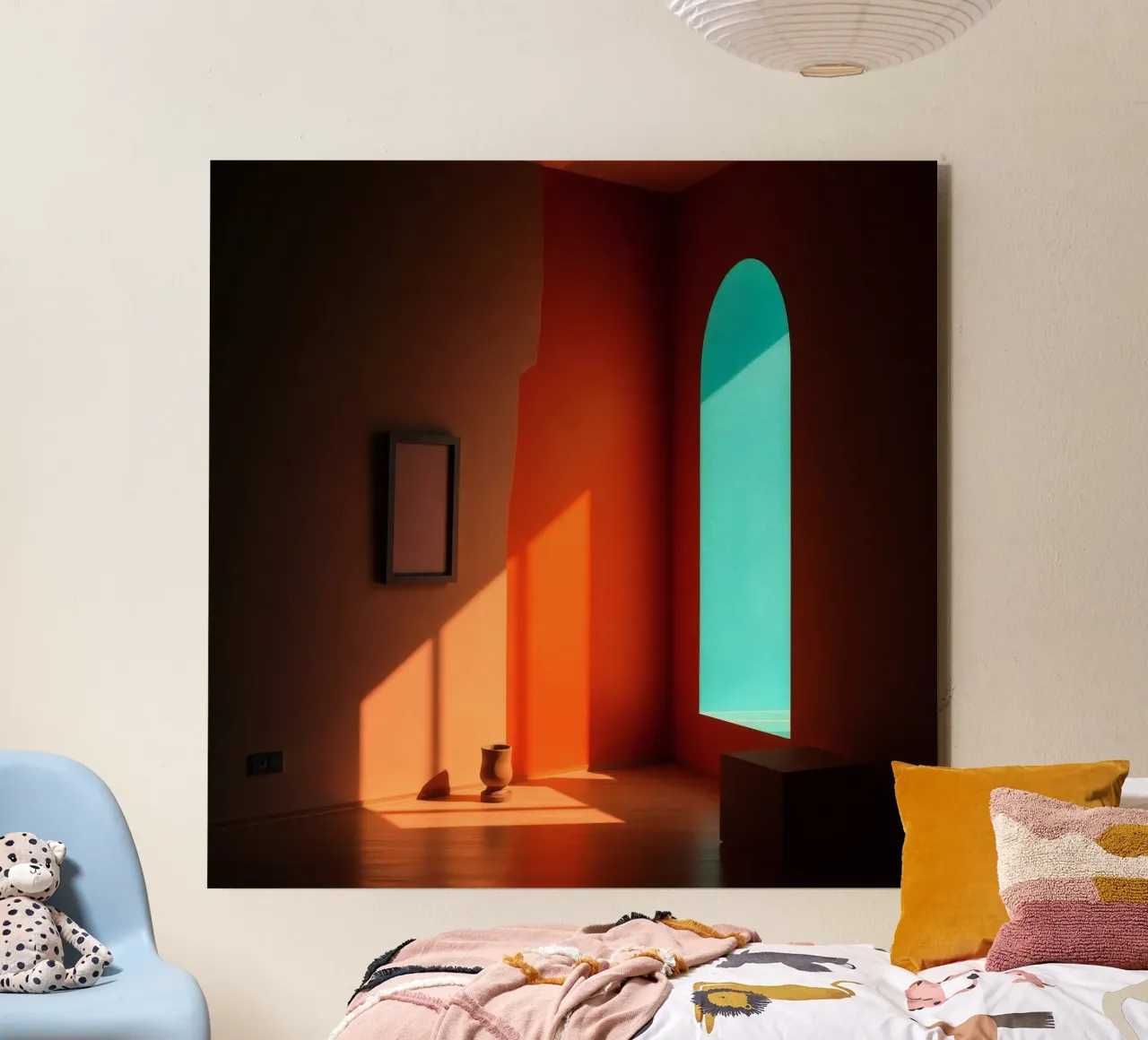 sunlight creating patterns in an artistically designed room alu-dibond by DesignDoodle