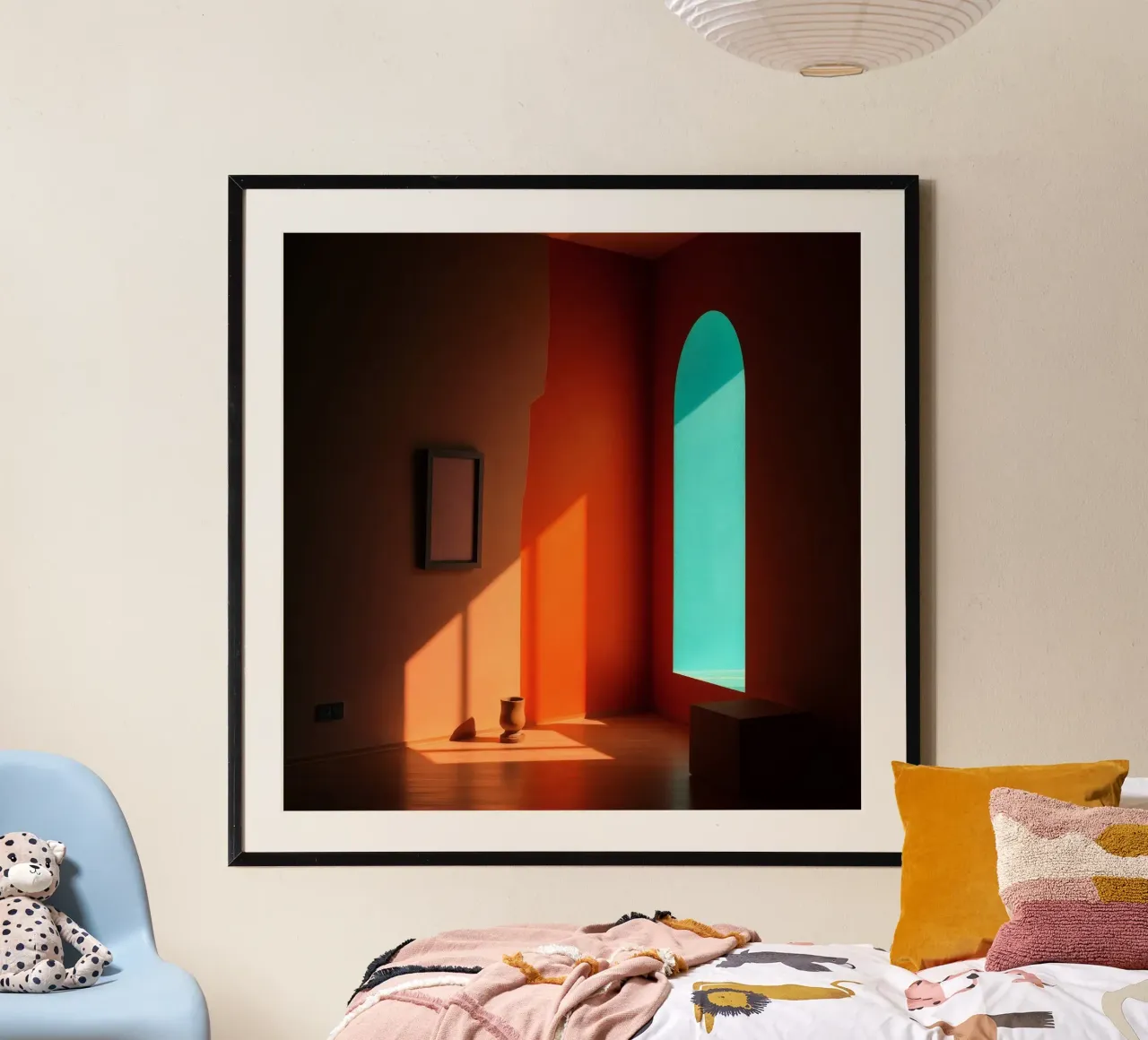 sunlight creating patterns in an artistically designed room hahnemühle by DesignDoodle