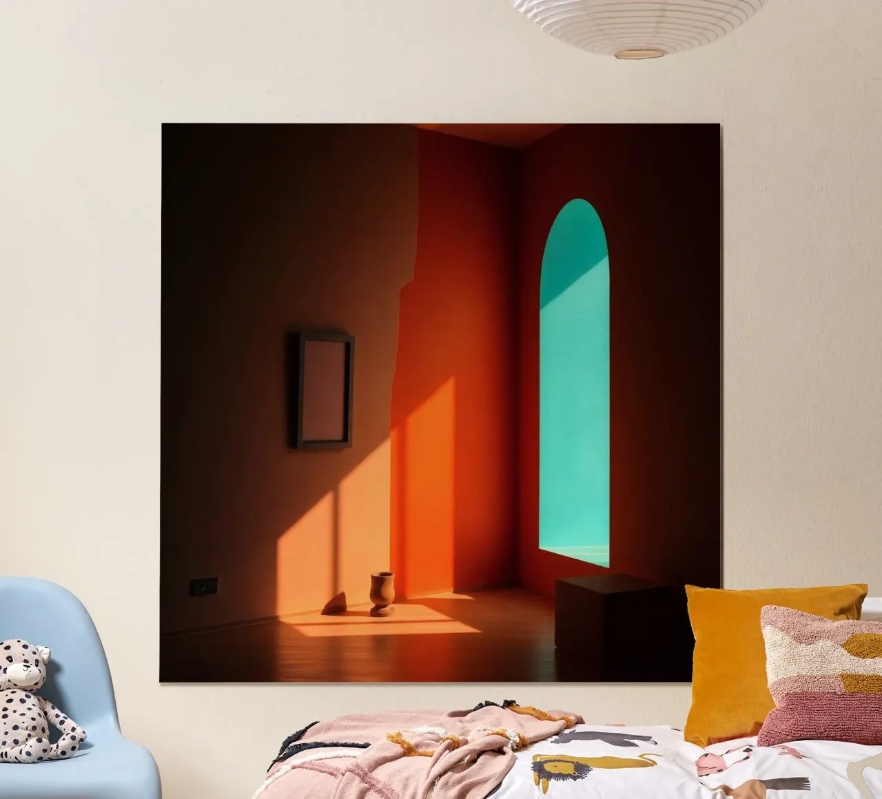 lumière du soleil créant des motifs dans une pièce artistiquement conçue poster de DesignDoodle
