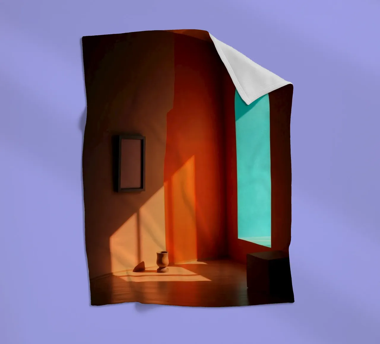 sunlight creating patterns in an artistically designed room fleece blanket by DesignDoodle