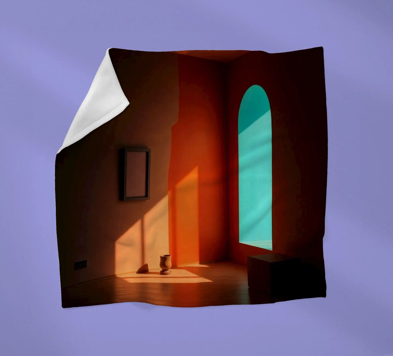 sunlight creating patterns in an artistically designed room fleece blanket by DesignDoodle