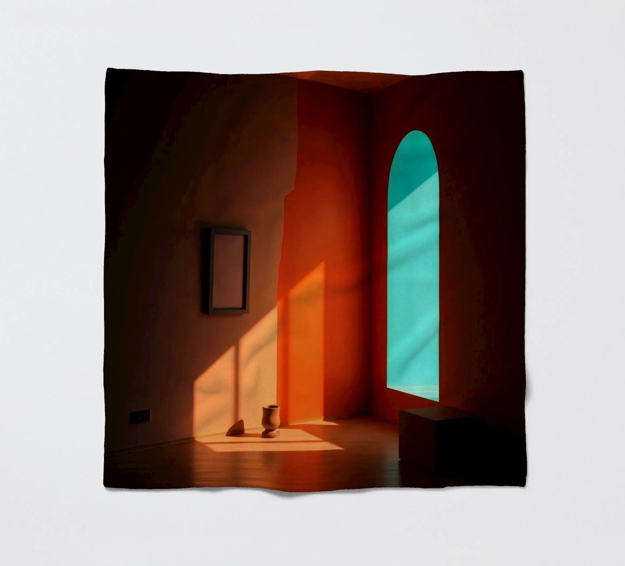 sunlight creating patterns in an artistically designed room fleece blanket by DesignDoodle