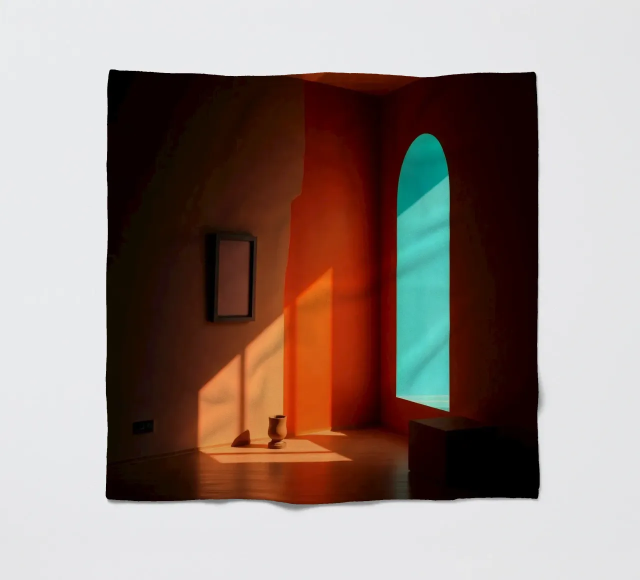 sunlight creating patterns in an artistically designed room fleece blanket by DesignDoodle