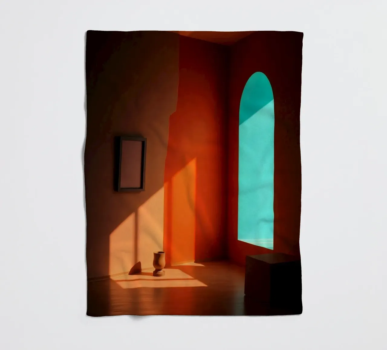 sunlight creating patterns in an artistically designed room fleece blanket by DesignDoodle