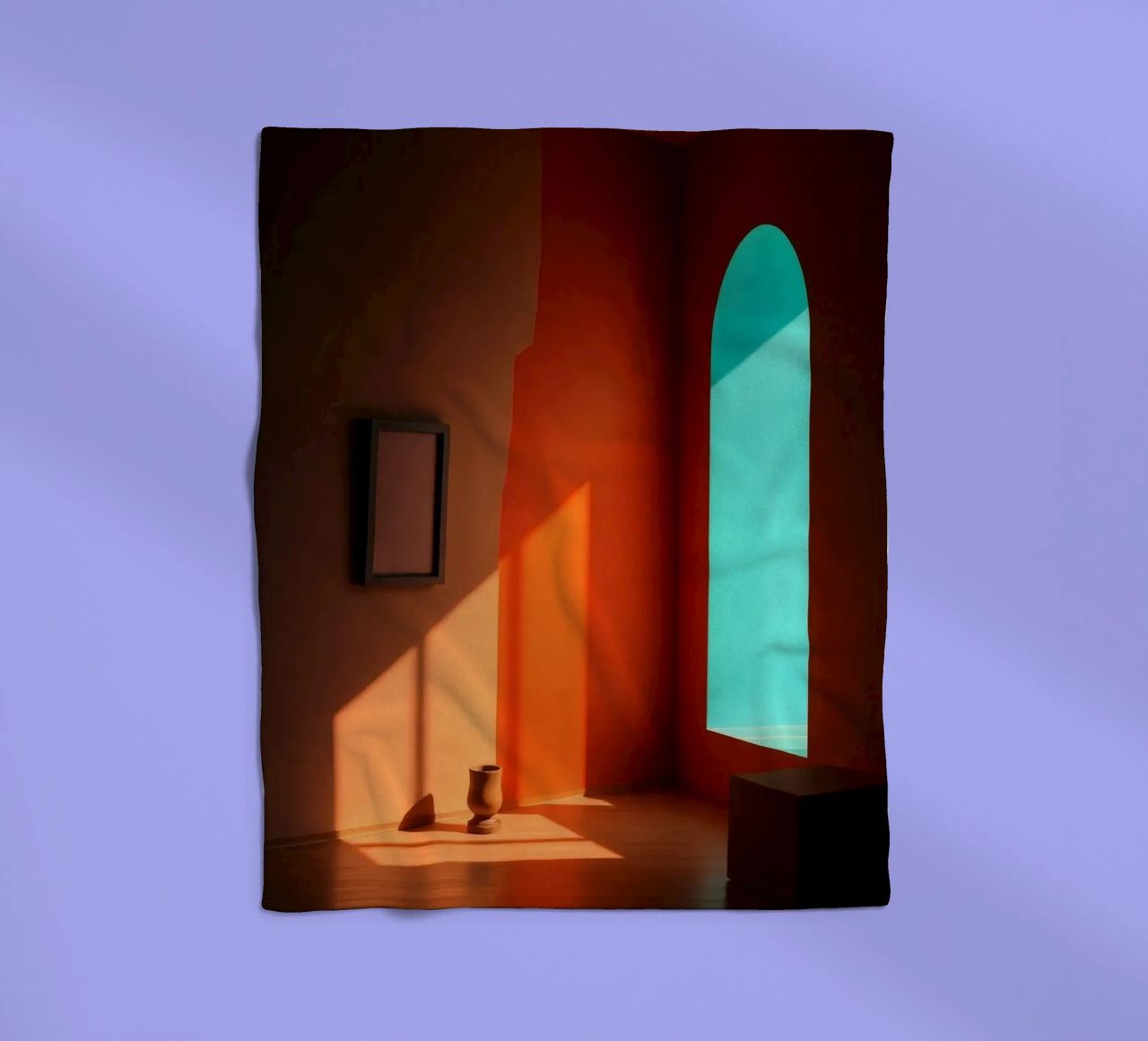 sunlight creating patterns in an artistically designed room fleece blanket by DesignDoodle