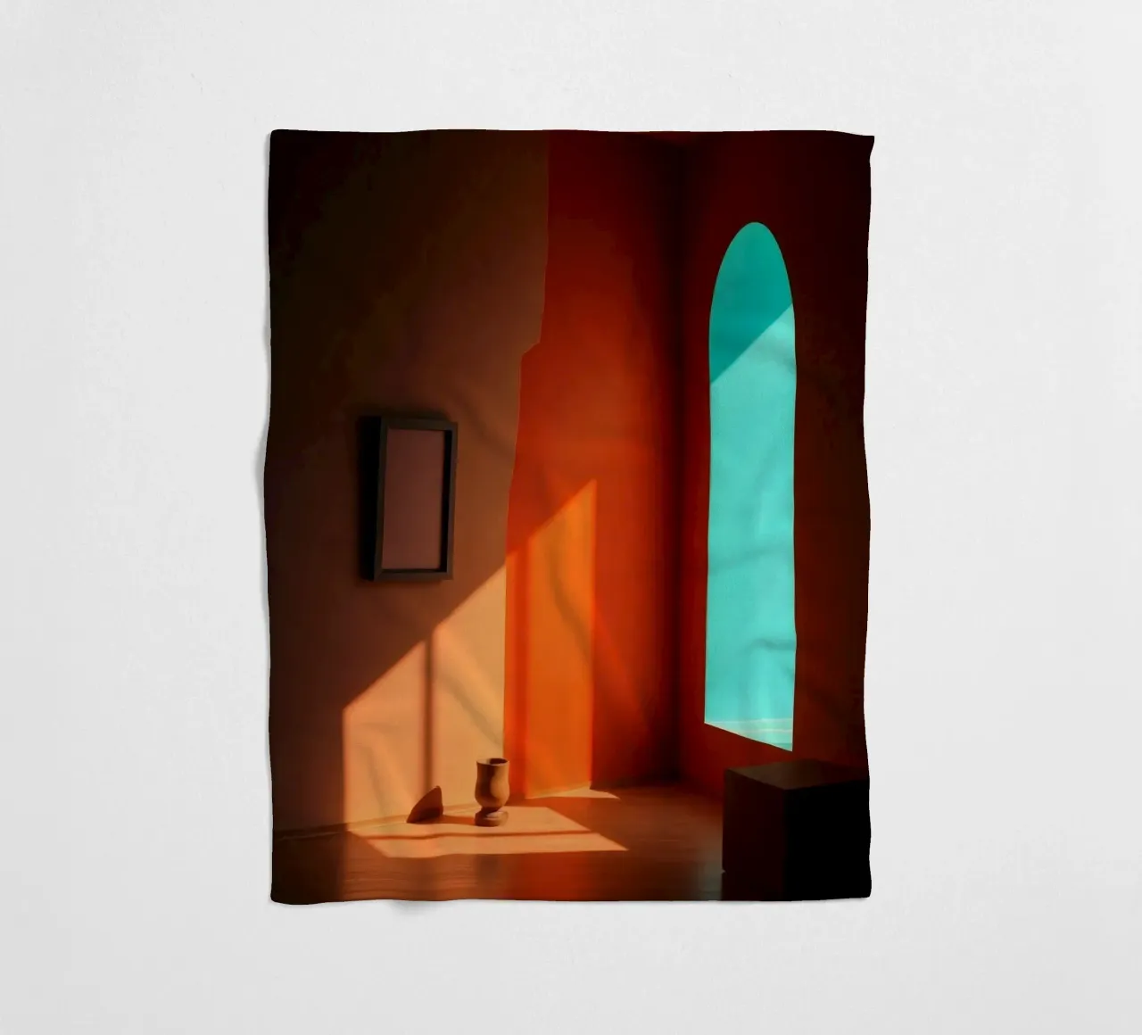 sunlight creating patterns in an artistically designed room fleece blanket by DesignDoodle