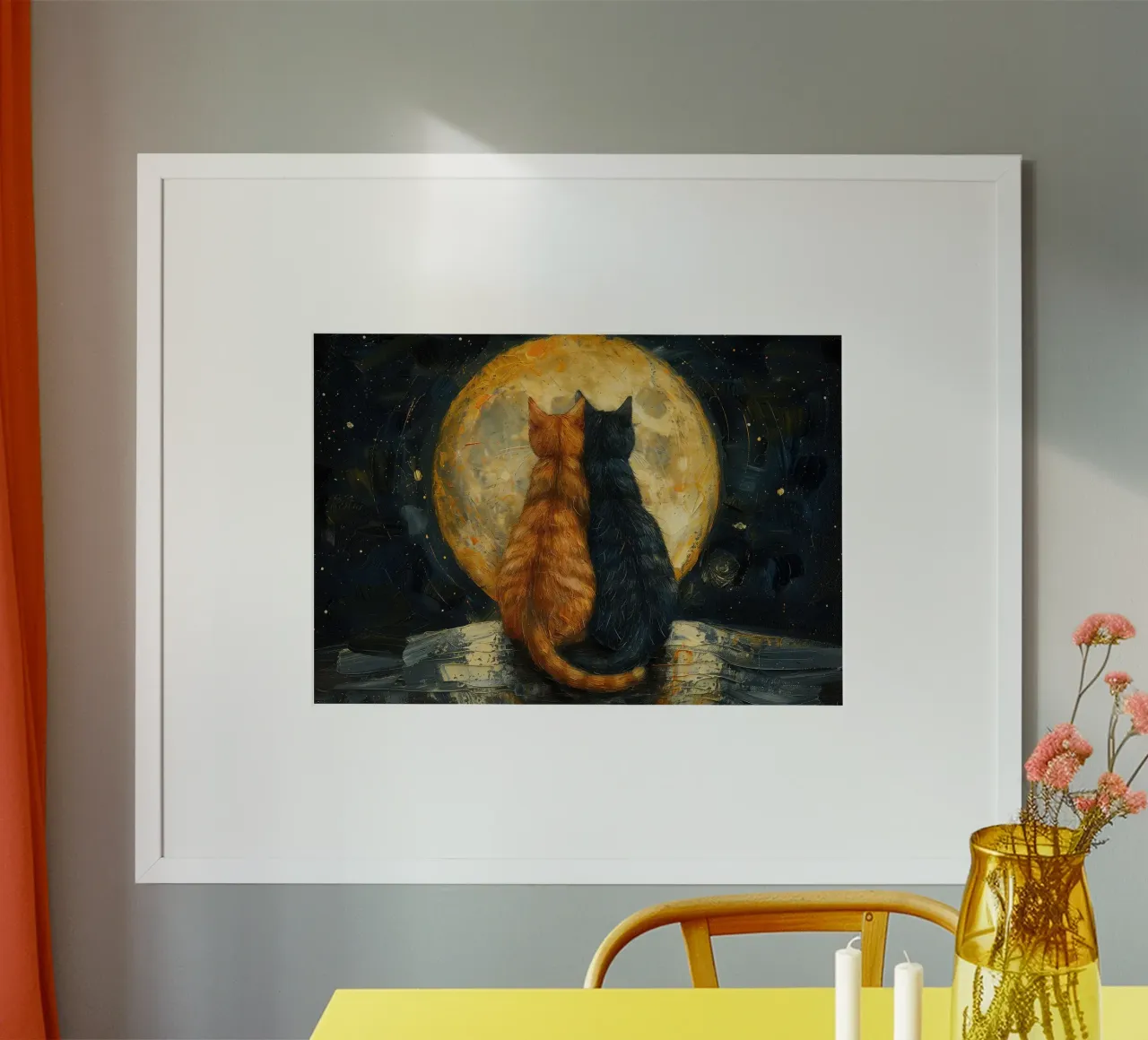 gatti poster con telaio in legno da Abstract Botanical Art